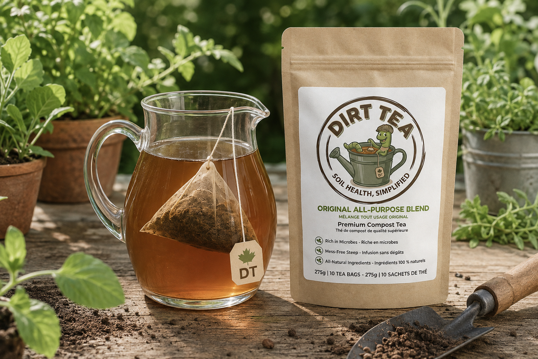Compost tea bag steeping without a brewer or air pump.