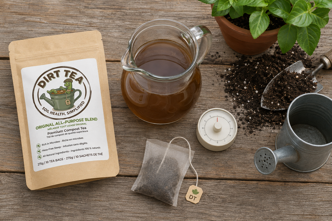 How to use Dirt Tea compost tea bags in three steps.
