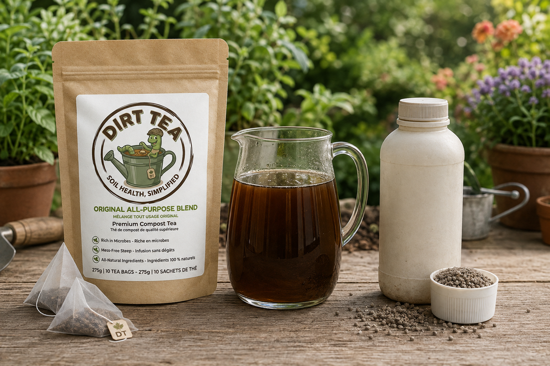 Compost tea bags compared with conventional liquid fertilizer.